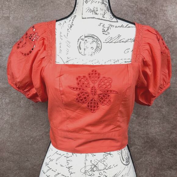 Band of the Free Tie Back Short Sleeve Entrada Top Orange S - Picture 5 of 15